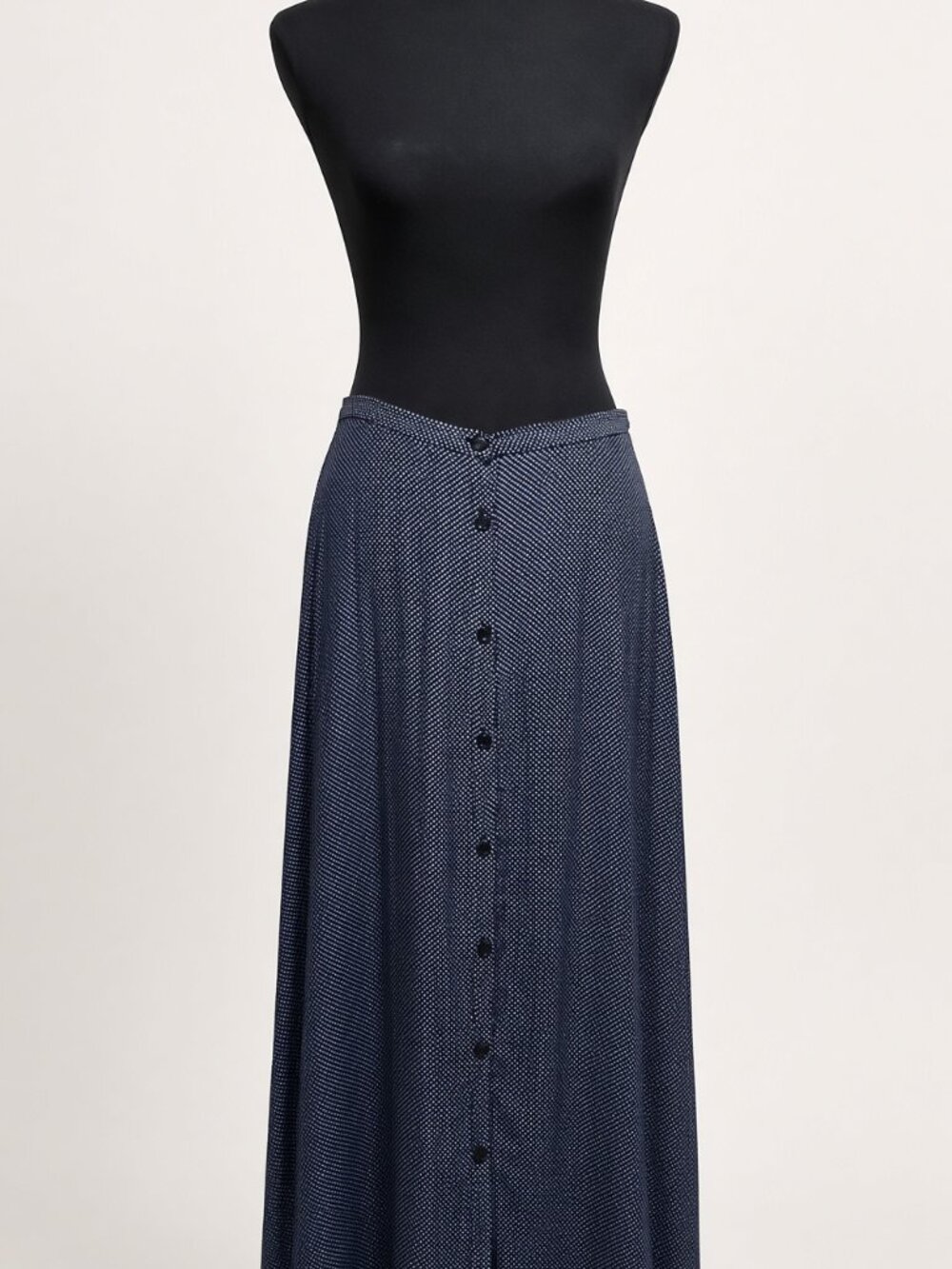 ANN TAYLOR Navy Polka Dot Button Maxi Skirt 10